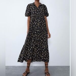 Zara Black Floral Dress